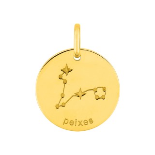 Colgante Horóscopo portugués Piscis de oro amarillo 9K