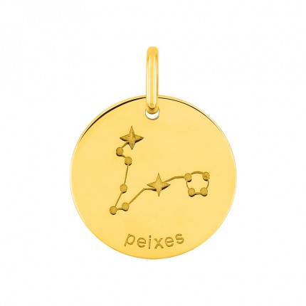 Colgante Horóscopo portugués Piscis de oro amarillo 9K