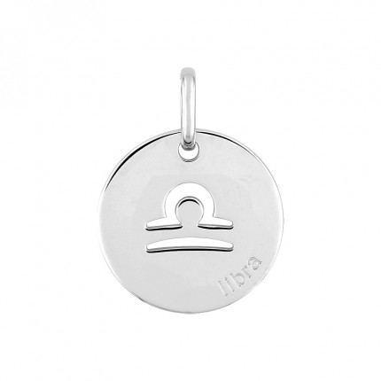 Colgante redondo Horóscopo español Libra de plata