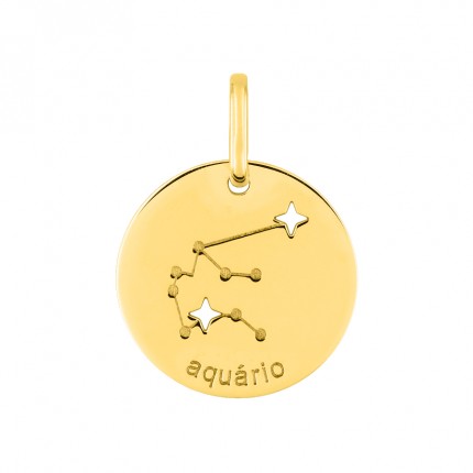 Colgante Horóscopo portugués Acuario de oro amarillo 18K