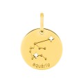 Medalha do Horóscopo português Aquário em ouro amarelo 18K