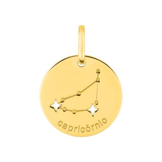 Medalha do Horóscopo português Capricórnio em ouro amarelo 18K