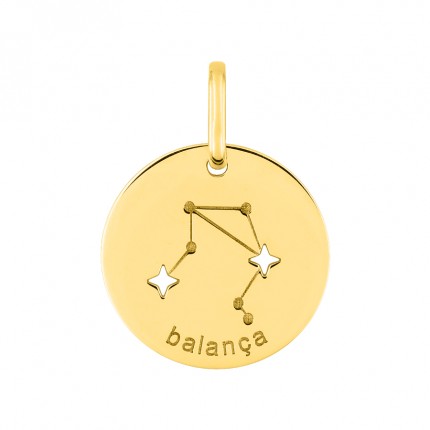 Medalha do Horóscopo português Balança em ouro amarelo 18K
