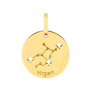 Medalha do Horóscopo português Virgem em ouro amarelo 18K