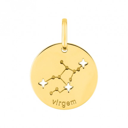Medalha do Horóscopo português Virgem em ouro amarelo 18K