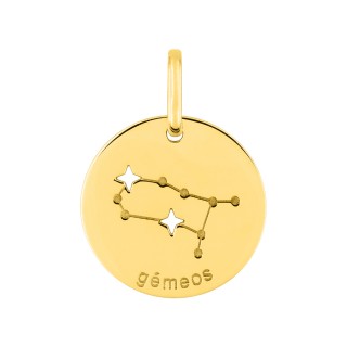 Medalha do Horóscopo português Gémeos em ouro amarelo 18K