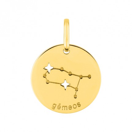 Medalha do Horóscopo português Gémeos em ouro amarelo 18K