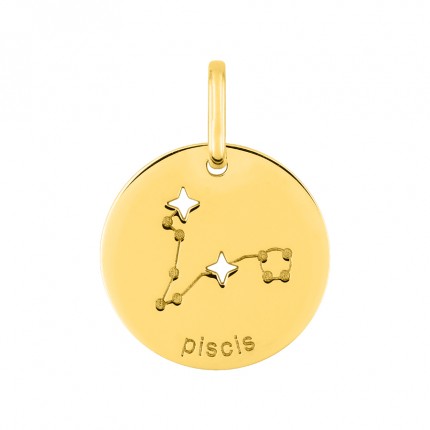 Medalha do Horóscopo espanhol Peixes em ouro amarelo 18K