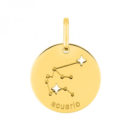 Medalha do Horóscopo espanhol Aquário em ouro amarelo 18K