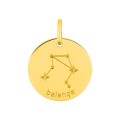 Colgante redondo Horóscopo portugués Libra dorado