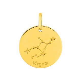 Colgante redondo Horóscopo portugués Virgo dorado