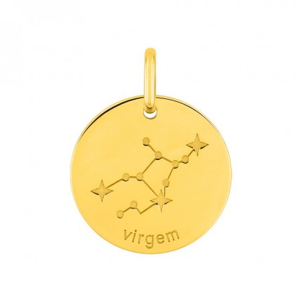 Colgante redondo Horóscopo portugués Virgo dorado