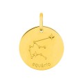 Medalha redonda do Horóscopo português Aquário dorado