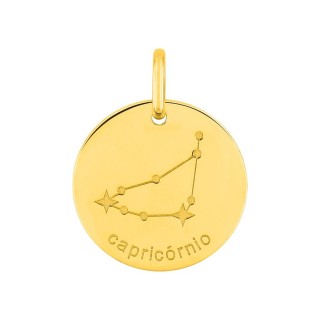Colgante redondo Horóscopo portugués Capricornio dorado