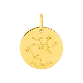 Medalha redonda do Horóscopo espanhol Sagitário dorado
