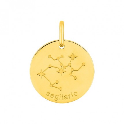 Colgante redondo Horóscopo español Sagitario dorado