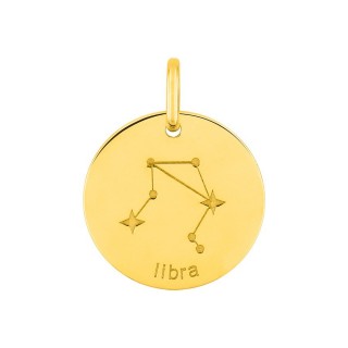Colgante redondo Horóscopo español Libra dorado