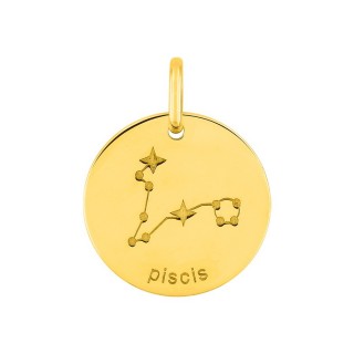 Colgante redondo Horóscopo español Piscis dorado