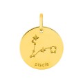 Colgante redondo Horóscopo español Piscis dorado