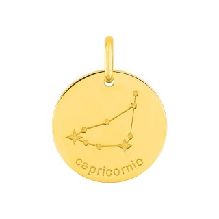 Medalha redonda do Horóscopo espanhol Capricórnio dorado