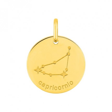 Medalha redonda do Horóscopo espanhol Capricórnio dorado