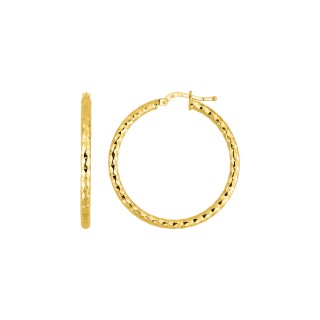 Brincos de argola em ouro amarelo 9K tubo 2.5x30 mm