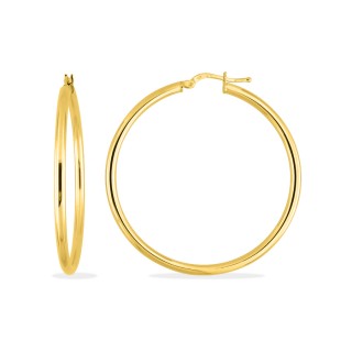 Brincos de aro lisos em ouro amarelo 9K de 40MM