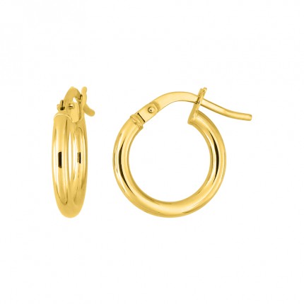 Brincos de argola de 10 mm em ouro amarelo de 18K