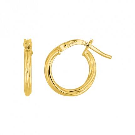 Brincos de argola de 10 mm em ouro amarelo de 9K