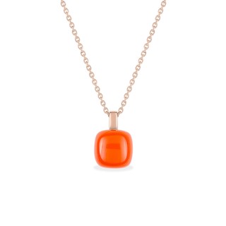 Colar com pendente em ouro rosa 18k e cornalina