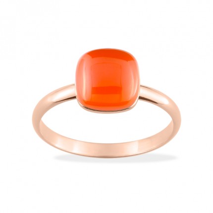 Anillo de oro rosa y cornalina 18k