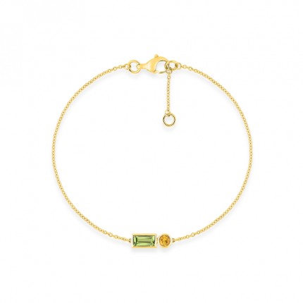 Pulseira em ouro amarelo 18k peridoto e citrino