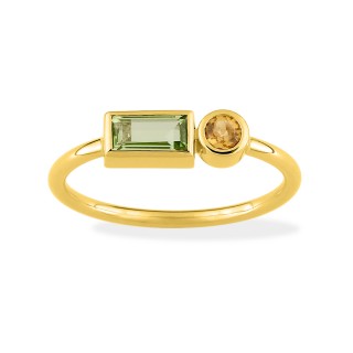 Anillo de oro amarillo 18k, peridoto y citrino