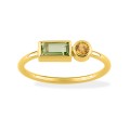 Anillo de oro amarillo 18k, peridoto y citrino