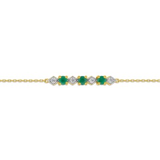 Pulseira flexível em ouro amarelo 9k, esmeraldas e zircónia