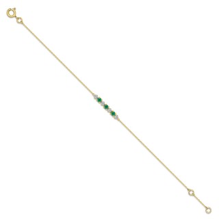 Pulseira flexível em ouro amarelo 9k, esmeraldas e zircónia