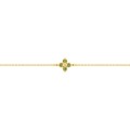 Pulseira flor em ouro amarelo 9k, esmeraldas e diamante de 0,01 ct