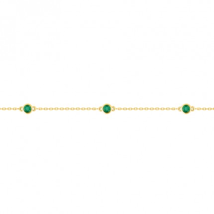 Pulseira em ouro amarelo 9k e esmeraldas