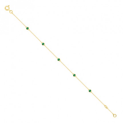 Pulseira em ouro amarelo 9k e esmeraldas