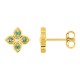 Pendientes flor en oro amarillo 9k, esmeraldas y diamantes 0,01 ct