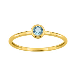 Anillo fino en oro amarillo 9k, topacio azul
