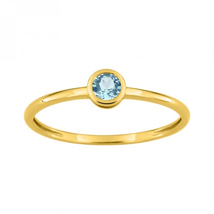 Anillo fino en oro amarillo 9k, topacio azul