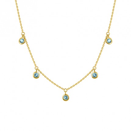 Collar de oro amarillo 9k y topacio azul