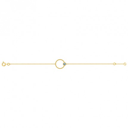 Pulseira circular em ouro amarelo 9k e topázio azul