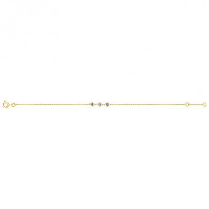 Pulseira em ouro amarelo 9k e 3 topázios azuis
