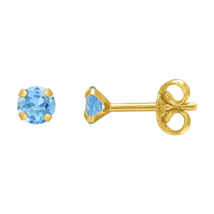 Brincos em ouro amarelo 9k e topázio 4 mm