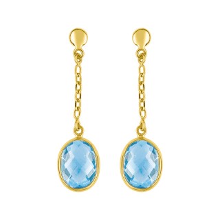 Pendientes colgantes de oro amarillo 9k, topacio ovalado