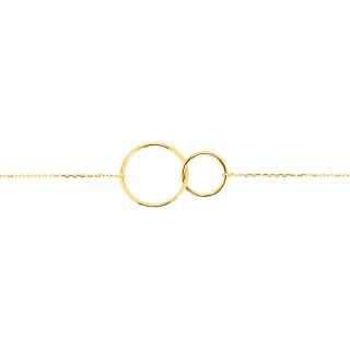 Pulsera de doble anillo en oro amarillo 18k
