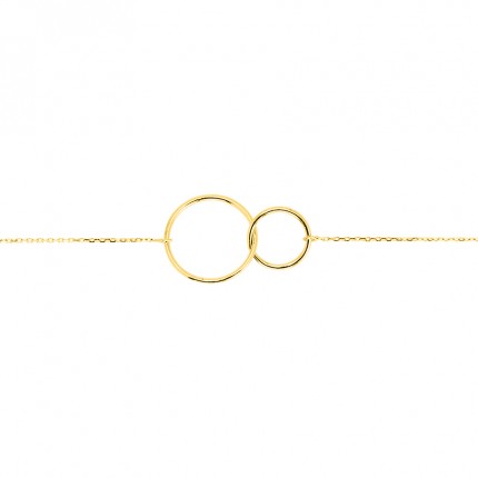 Pulseira de anel duplo em ouro amarelo 18k