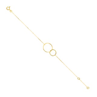 Pulsera de doble anillo en oro amarillo 18k
